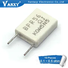 10 шт. BPR56 5 Вт 0,001 0,1 0,15 0,22 0,25 0,33 0,5 Ом безиндуктивный Керамика резистор для цемента 0.1R 0.15R 0.22R 0.25R 0.33R 0.5R