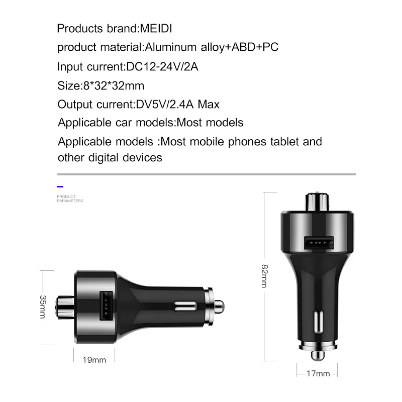 MEIDI автомобиля Bluetooth FM передатчик Радио адаптер Автомобильный MP3-плеер устройство для автомобиля с двумя портами USB Зарядное устройство автомобильного комплекта громкой связи