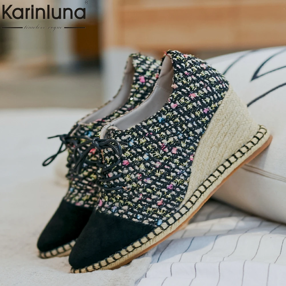 

luxury brand design straw wedges woman shoes lady lace up elegant high heels office lady shoes woman pumps