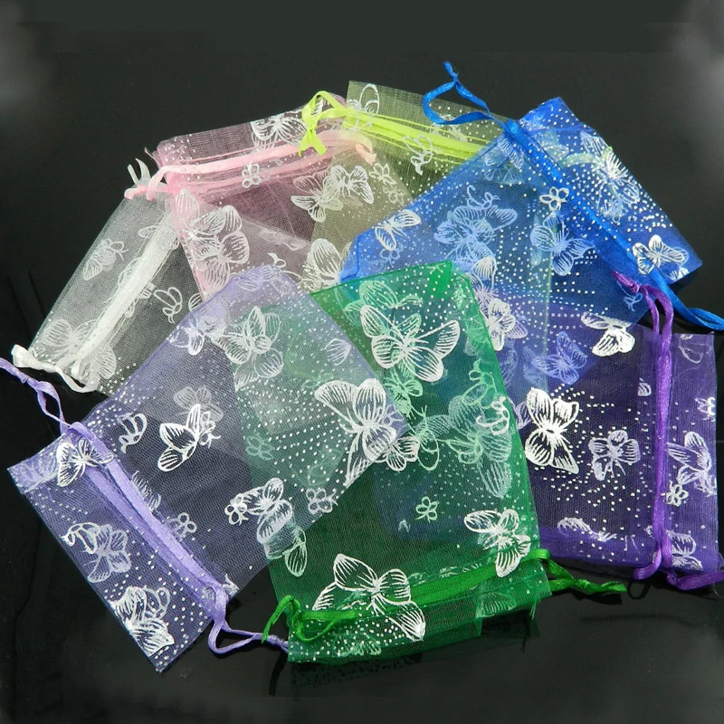 

50PCS Organza Gift Bags Jewelery Christmas Butterfly Pouches Wedding Party Gift Favour