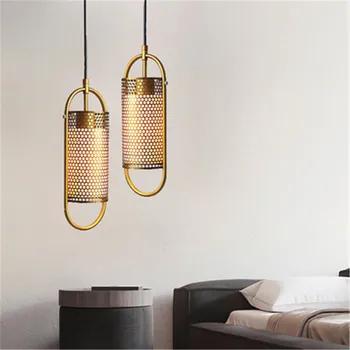 

2019 new led chandelier simple bar cafe restaurant bedroom bedside lamp iron net single glass decoration lamp free shipping