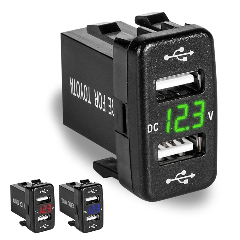 2019 40x23 мм 12 В Автомобильное зарядное устройство с двумя USB портами светодиодный