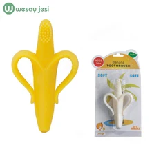 Safety Banana Baby teether Teething Toothbrush infant silicone baby teether stick chews Teething Rings hygiene baby toys care