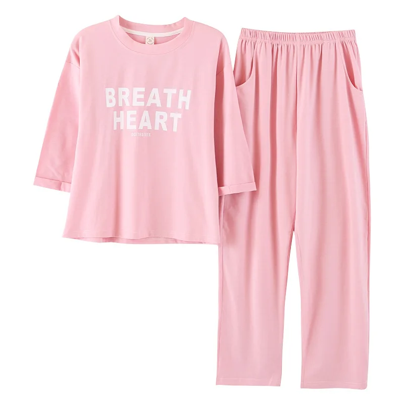 

Summer cotton pijama for women pyjamas for girl round neck Letter Leisure pajamas Softness home clothes para mujer nightwear set