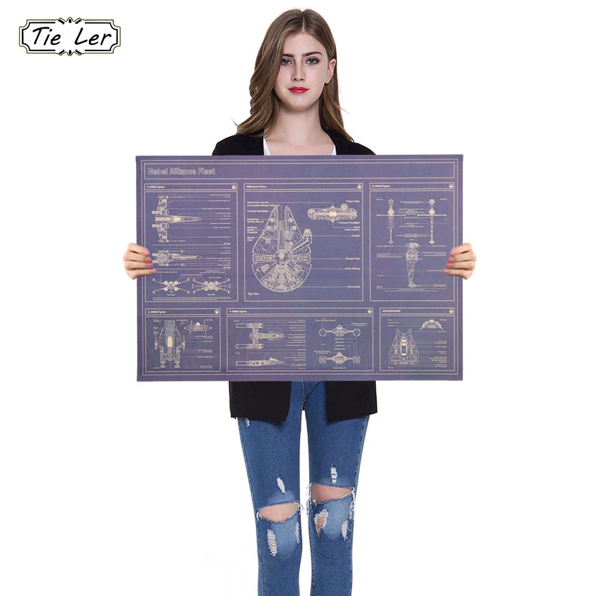 

Aircraft Design Drawings Vintage Kraft Paper Poster Bar Kids Room Home Decor Comics Wall Sticker 50.5 X 35cm