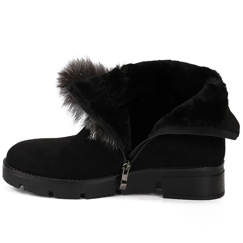 Ajouter Noir 36 Bottes 2019 D'hiver Solide Doratasia Nouveautés Zip De Bottines Gros Up Femmes Grande Fourrure Taille 41 Femme Chaussures QCBoexEdrW