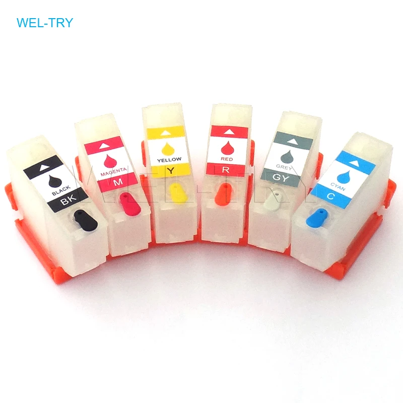 

01U BK/C/M/Y/R/GY refillable ink cartridge for Expression Photo HD XP15010 XP15080 XP-15010 XP-15080,empty with chips.