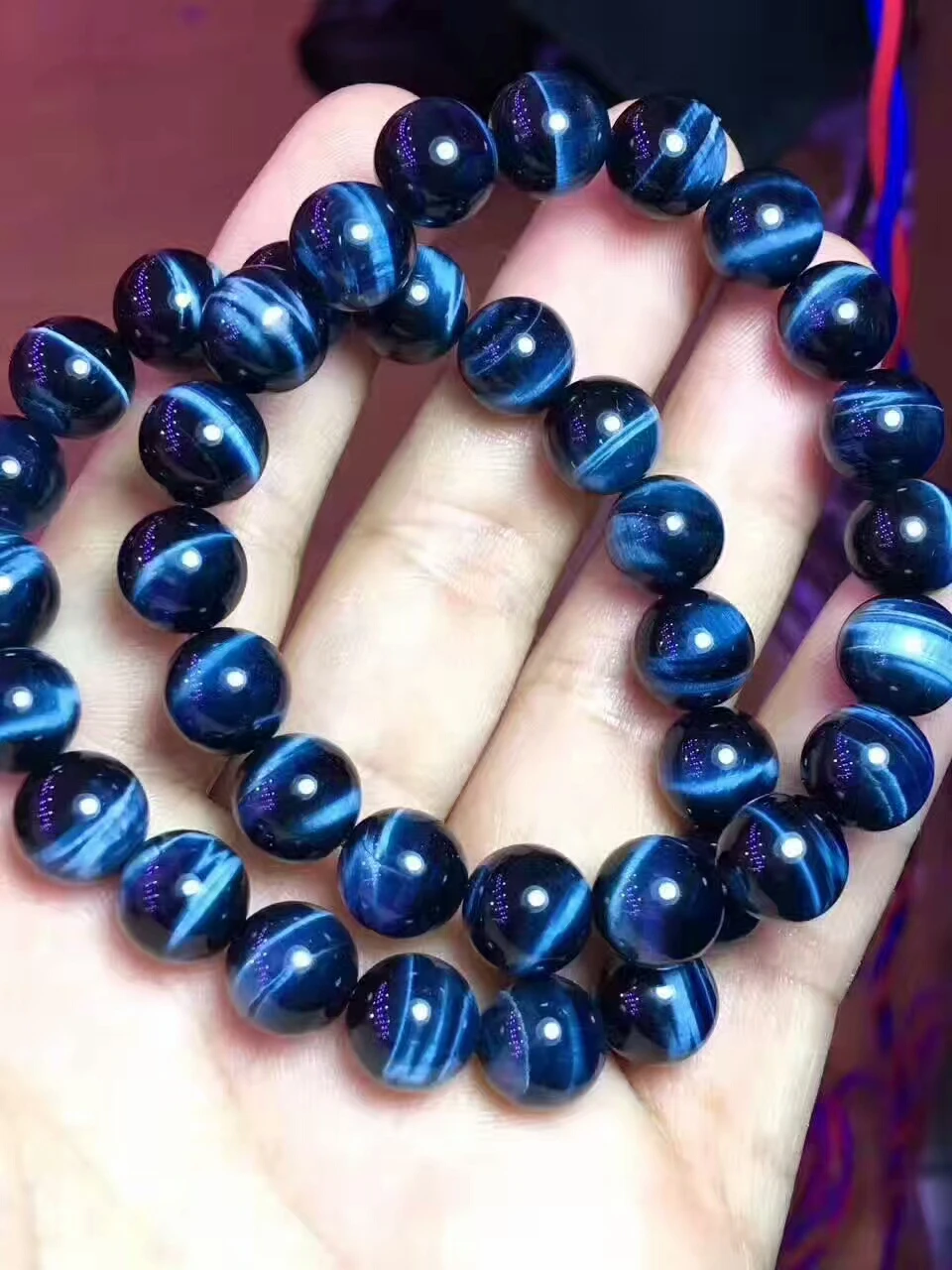 10mm Natural Blue Tiger's Eye Gemstone Hawk Eye Round Beads Bracelets Charming Man Women Crystal Stretch For AAAAA (2)