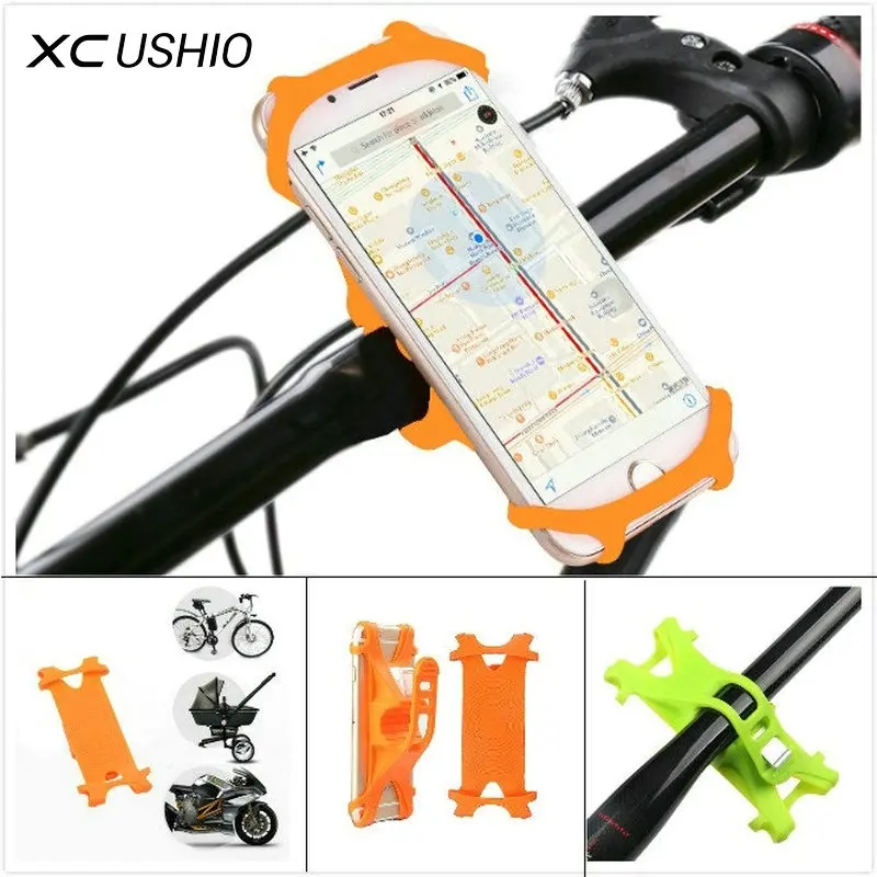 

XC USHIO Bicycle Phone Holder Silicone Waterproof For 4-6 Inch Mobile Phone Holder Flexible GPS Bike Handlebar Mount Bracket