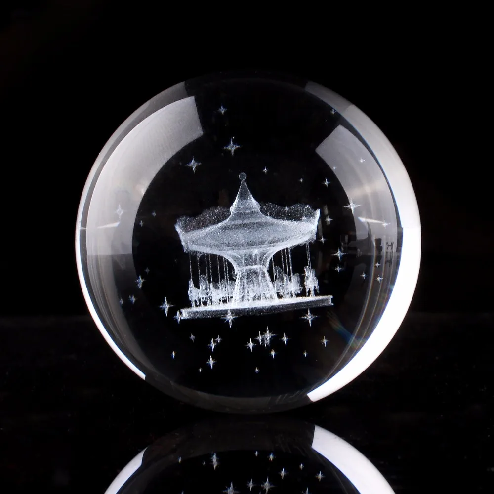 C&H 60mm Crystal Clear Crystal Ball 3D Laser Engraved Merry Go Round