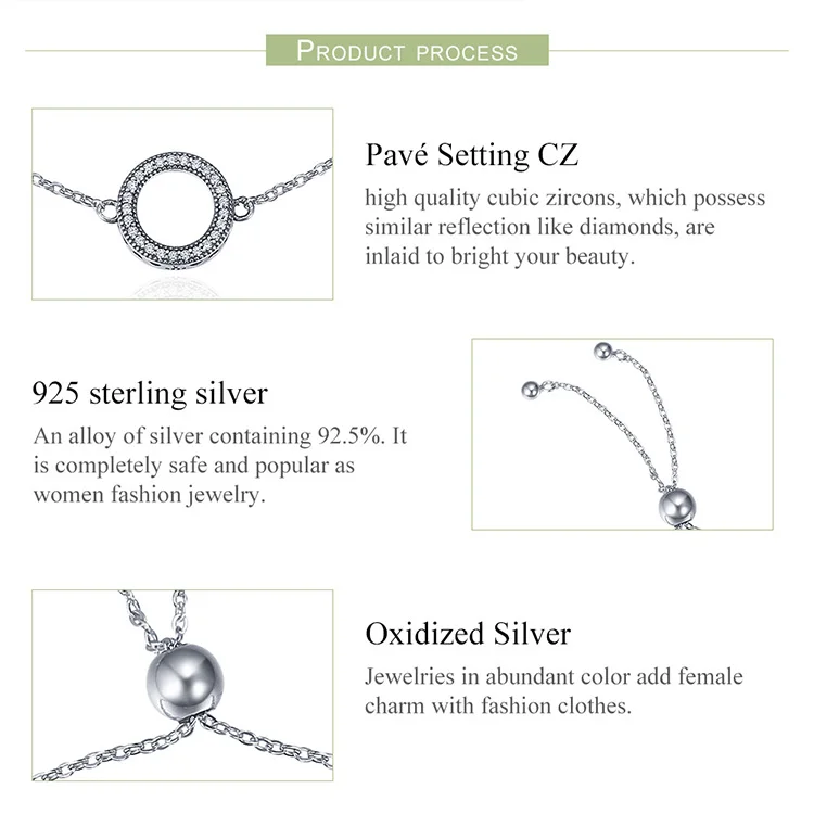 Подлинный 925 пробы Серебряный Круглый круглый женский браслет с цепочкой для женщин ювелирные изделия из стерлингового серебра Pulseira
