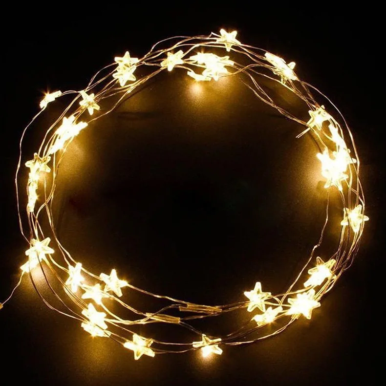 3M 30 Leds Fairy Star Copper Wire String Light AA Battery Operated Christmas Tree Festive Wedding Party DIY Decor Garland Lamps (8)