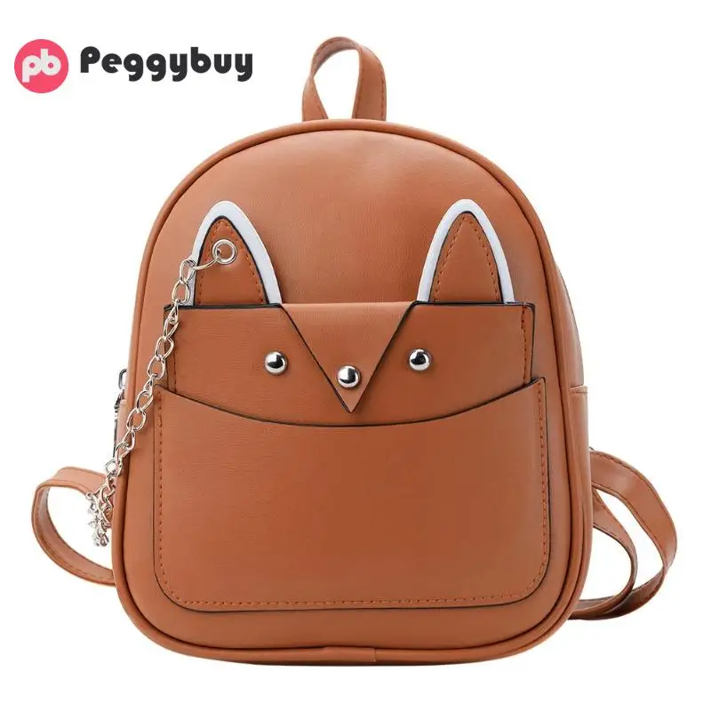 

2pcs Set Cute Rabbit Ears Women Cat Print Backpack Female PU Leather School for Teenage Girls Student Composite Bag Rucksack