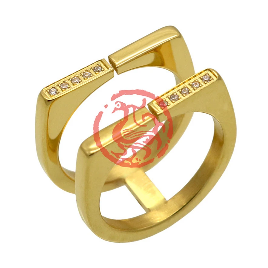 New Fashion Female Wedding Brands Jewelry Double Layers Engagement Ring for Women Cubic Zirconia Paved Promised Rings | Украшения и