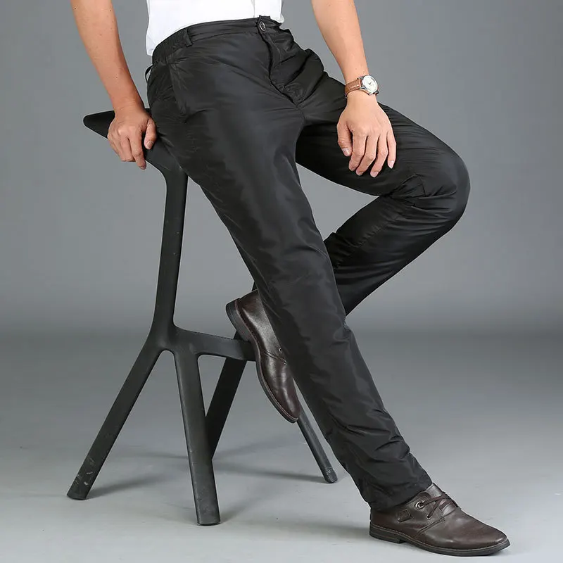 Mens 90 White Duck Cold proof Pants Winter Straight outside wear Business Pants Warm Duck Down 2