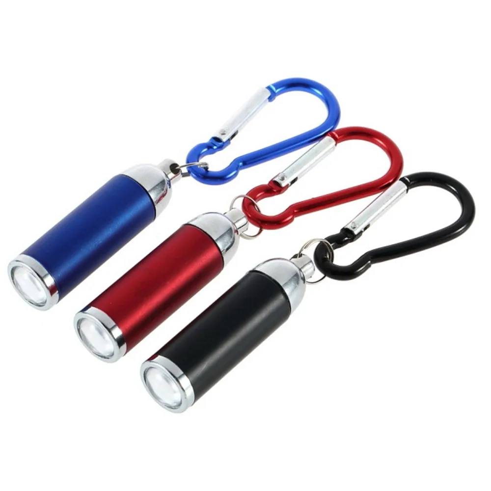 

1pc Mini Convex Mirror LED Flashlight Torch clip camp key chain Carabiner no battery new arrival