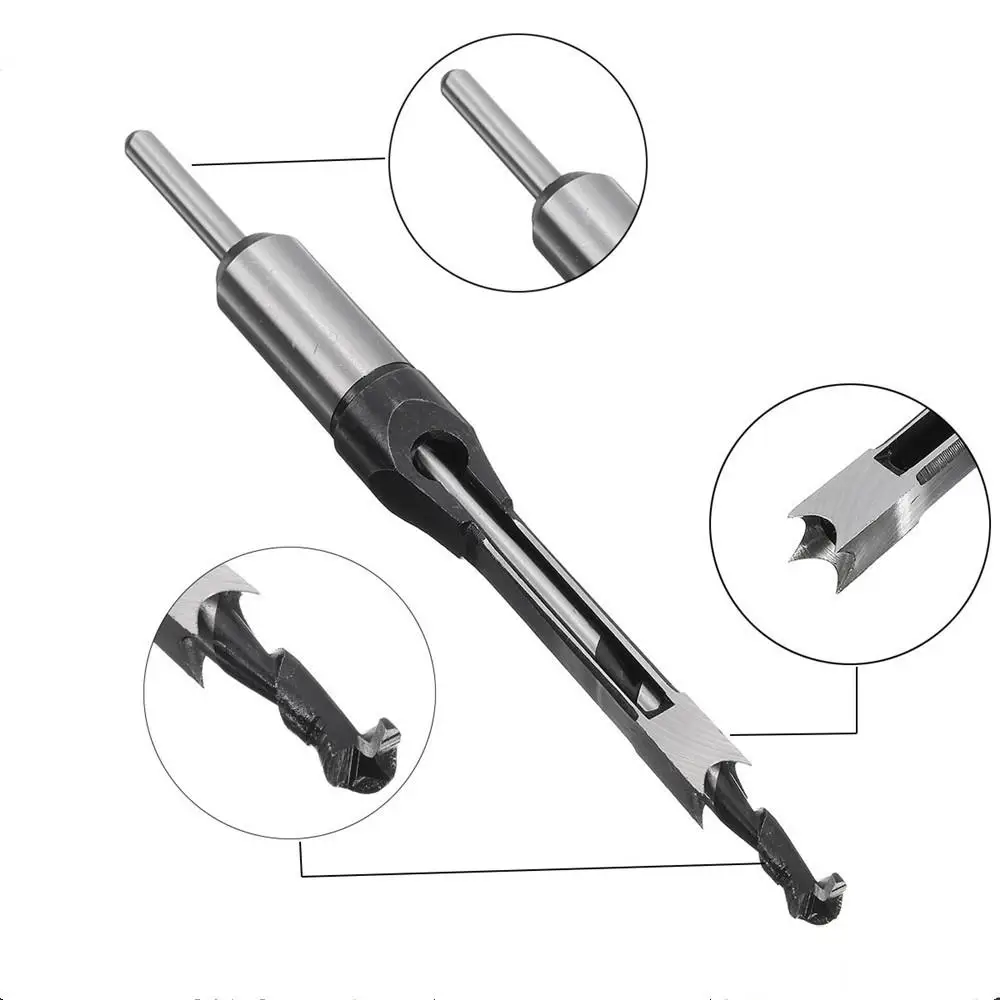ALLSOME 10mm/16mm Square Hole Saw Auger Drill Bit Mortising Chisel Auger Drill Bit WoodWorking Tool