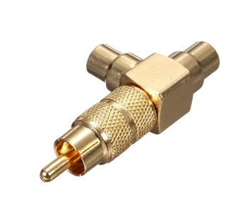 

New Arrival High Quality Gold Plated RCA Phono Splitter 1 Plug 2 Sockets Audio Video Y Adaptor Connector 4PCS