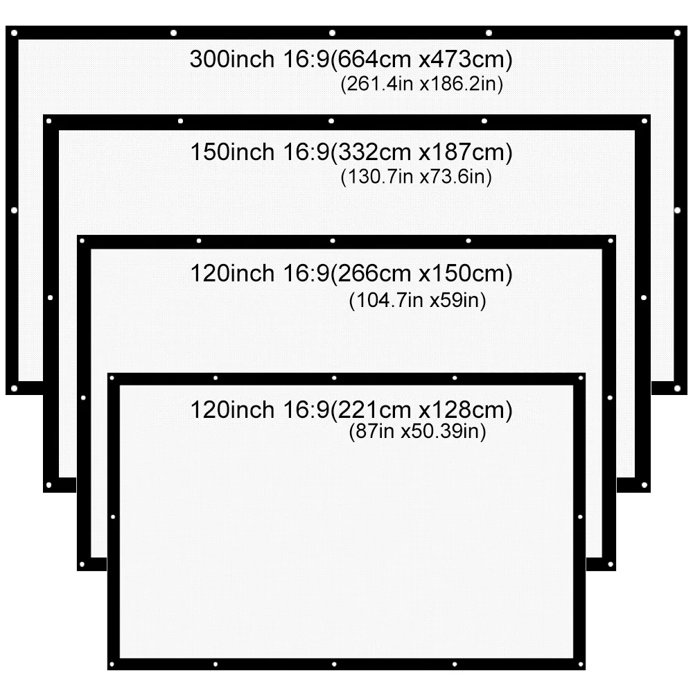 Rigal 180/200/250/300 дюймов проекционный модуль Экран 16:9 раза Портативный Экран матовый холст белый светодиод для дома пленка HD настенный