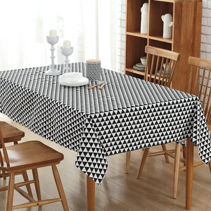

Cheap Price Geometric Style Modern Table Cloth Canvas Plaid Tablecloth