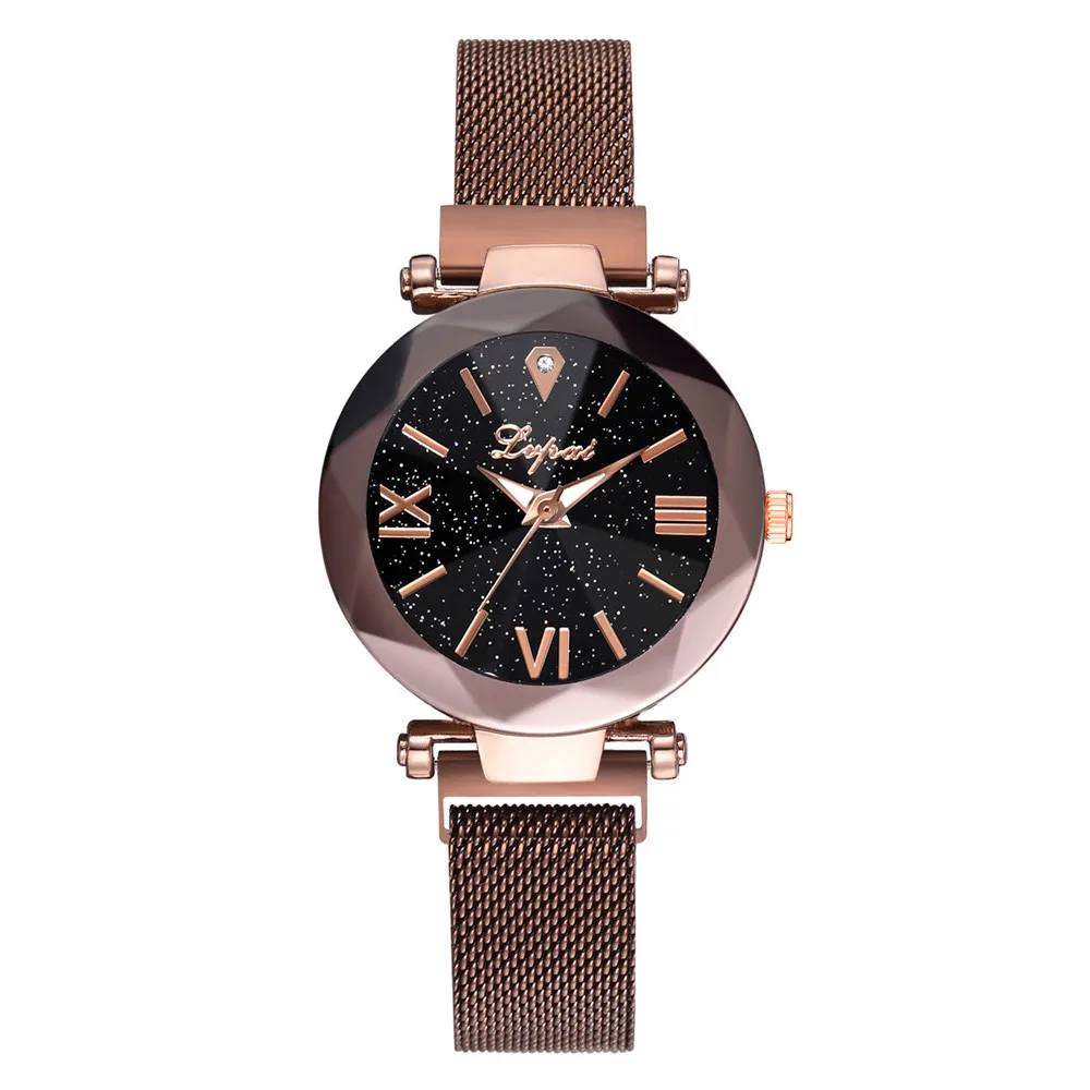 

Fashion Women's Starry Sky Watches Luxury Rose Gold Ladies Mesh Magnetic Watch Female Wristwatch for Gift Clock Reloj 999