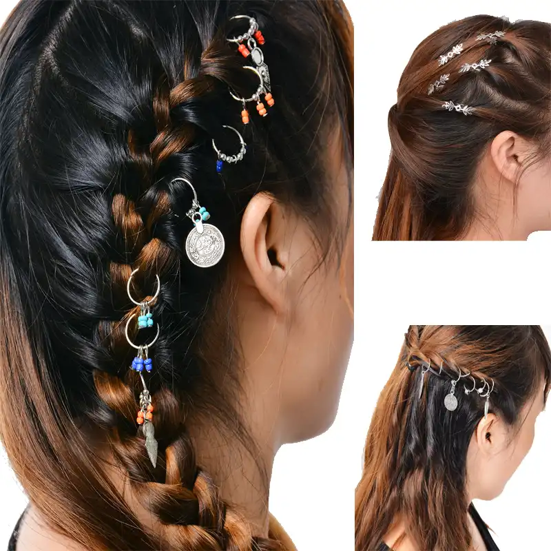 1set Per Lot Silver Gold Hair Braid Dreadlocks Bead Gold Tone Hair