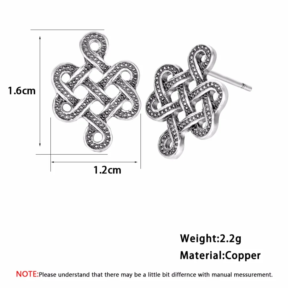 QIMING серебряные бесконечные серьги в виде узла женские Кельтские ирландские вечные новые мужские женские ювелирные изделия Pendientes Viking сережек