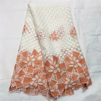 

Latest African Lace Fabric 2019 High Quality French Stones Lace Fabric For Wedding Dress White Pink African Milk silk Lace