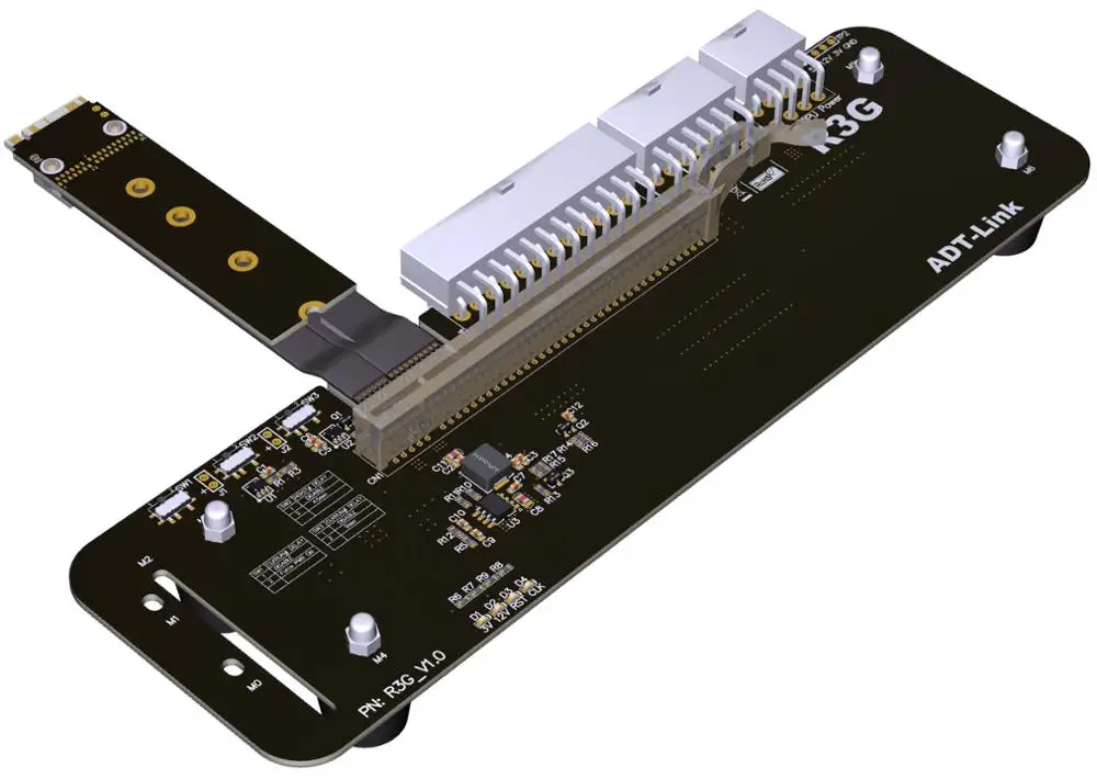  M.2 key M NVMe External Graphics Card Stand Bracket with PCIe3.0 x4 Riser Cable 25cm 50cm 32Gbs For