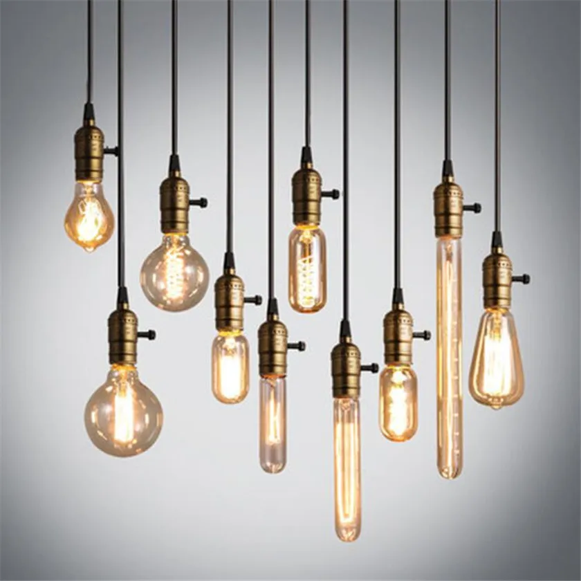 110V 220V Retro Edison Bulb Holder E27 Pendant Light Socket Antique