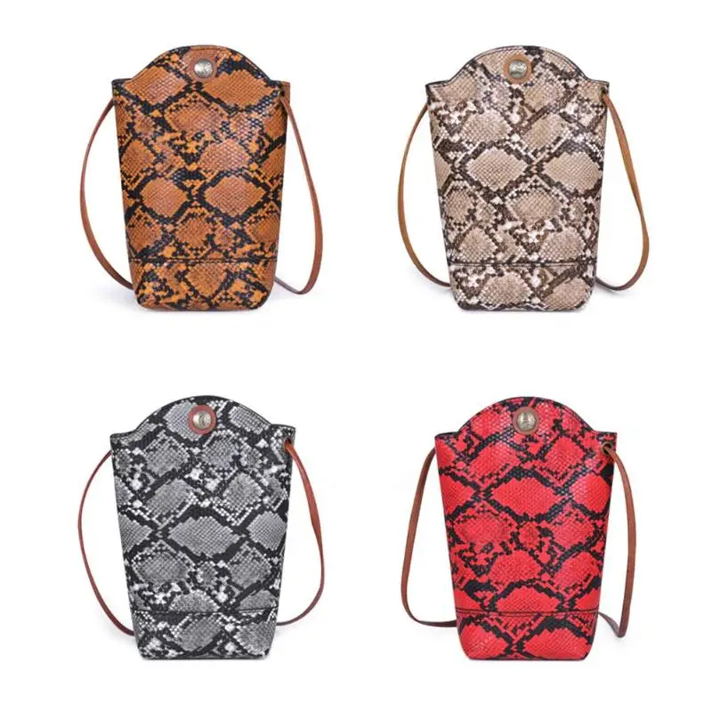 

Snake Print Shoulder Messenger Packs Leather Women Crossbody Phone Bags