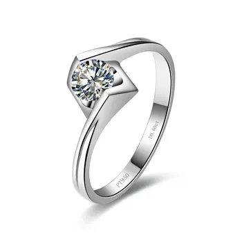 

0.6CT Angel Kiss Style Solid 18K White Gold Brilliance Diamond Female Marriage Ring Perfect Wedding Anniversary Ring