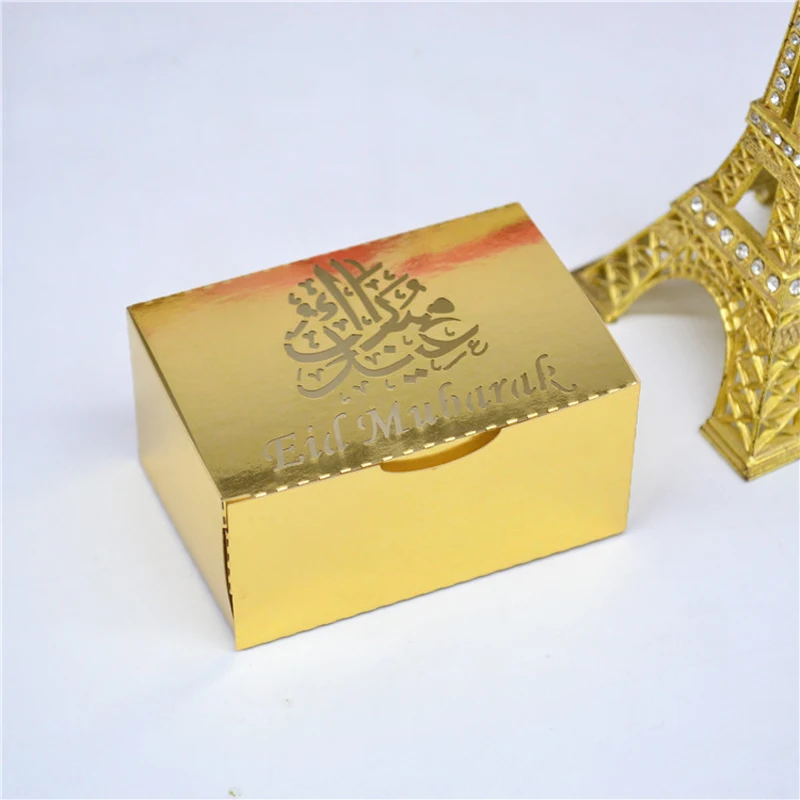 HAOCHU 50 шт. Eid Mubarak коробки для торта лазерная резка новогодний детский душ шоколадные конфеты подарочная коробка счастливые Eid мусульманские Вечерние украшения
