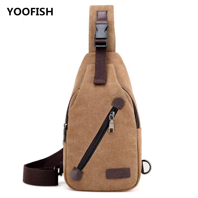 

YOOFISH New canvas men's chest bag single-shoulder slant cross bag leisure sports outdoor cycling fashion Messenge bag XZ-077.