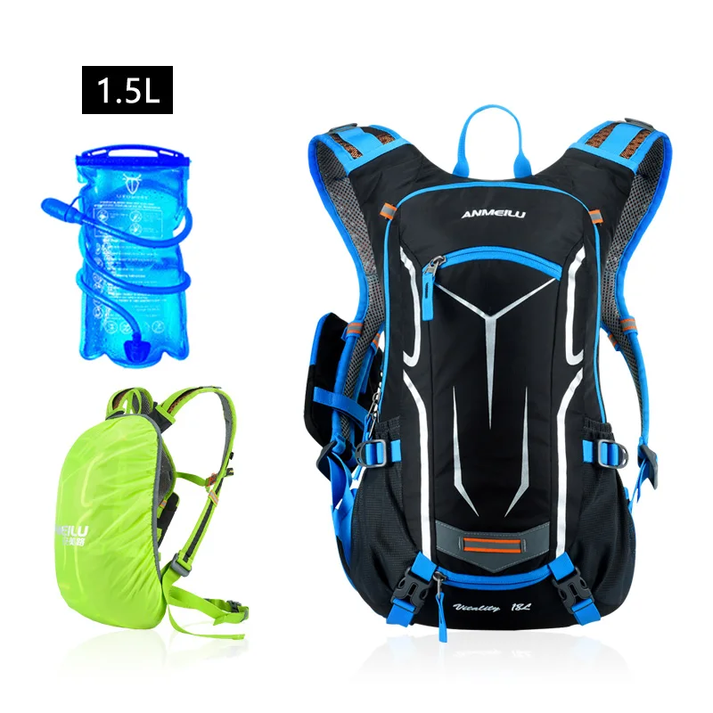 ANMEILU 18L велосипедный рюкзак для мужчин и женщин, рюкзак для альпинизма, спортивная сумка На открытом воздухе, водонепроницаемый походный рюкзак с дождевиком - Цвет: Blue-1.5L