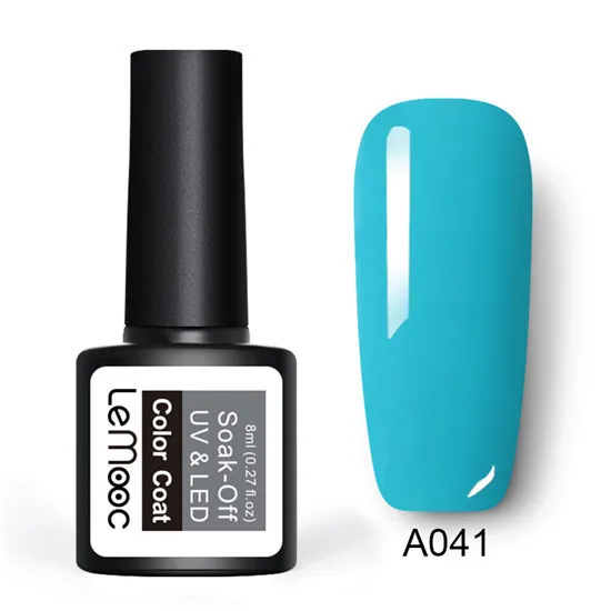 LEMOOC, 8 мл, Гель-лак для ногтей, для маникюра, полууф и светодиодные перманентные эмали, чистый блеск, дизайн ногтей, верниш, замочить, гель-лаки - Цвет: A041