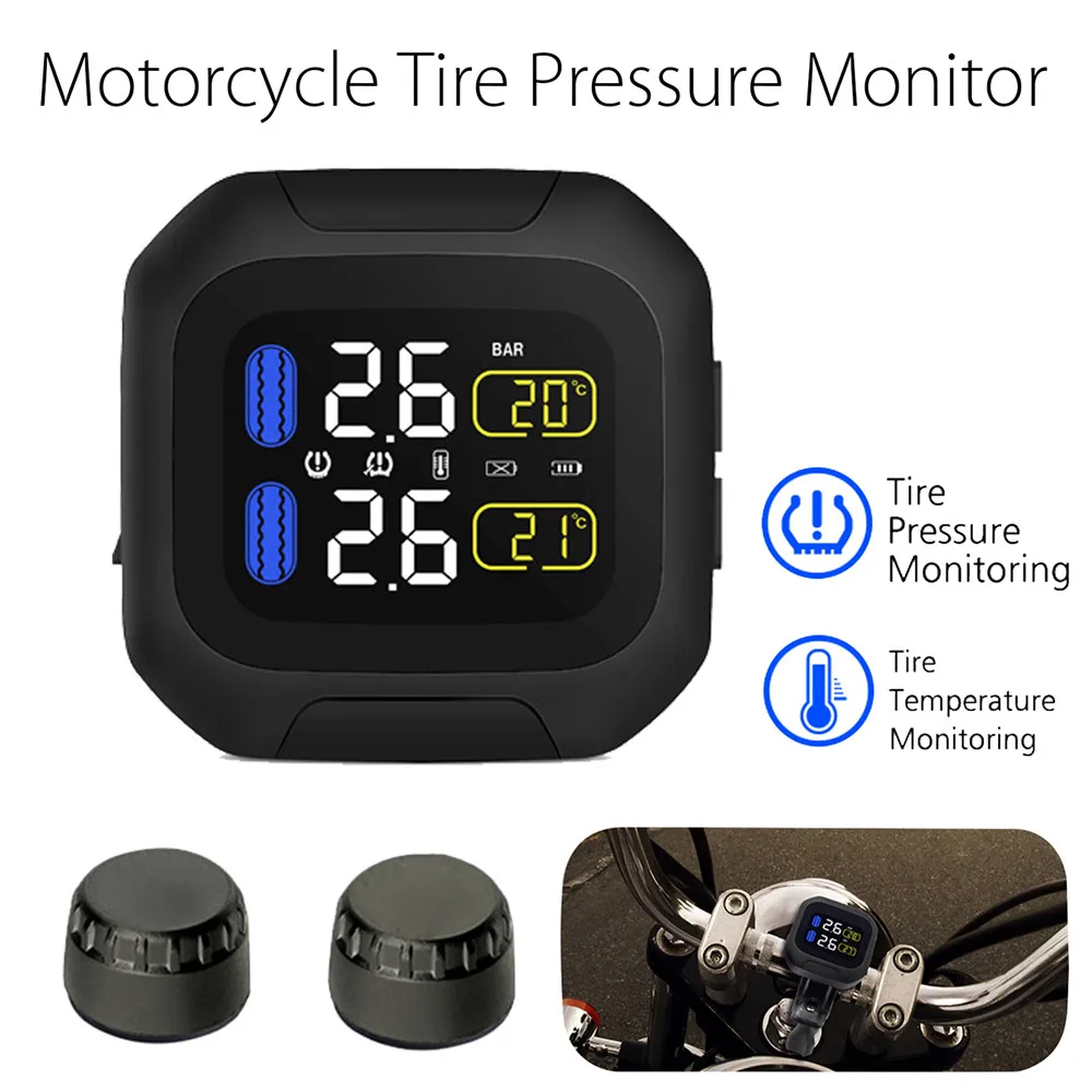 

M3 Wireless Waterproof TPMS LCD Motorcycle Real Time Tyre Pressure Monitoring System With External Tire Pressure Sensors
