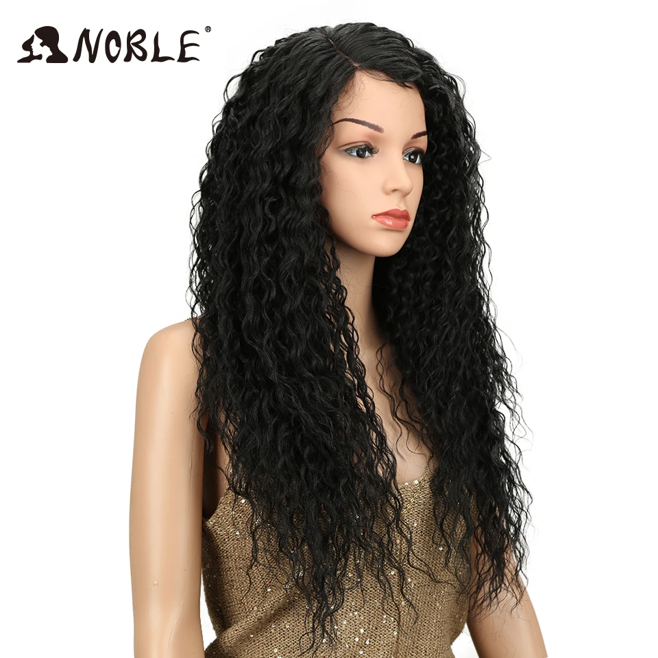 Noble Hair Soft Kinky Curly Natural Black Long Synthetic Lace Wigs For Black Women 26\