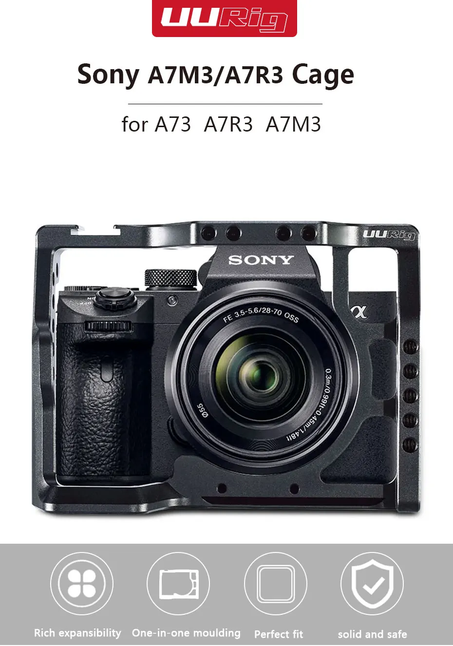 UURig C-A73 клетка для камеры для sony A7III Стандартный Arca-style быстросъемная пластина с верхней ручкой для sony a7iii A7R3 A7M3