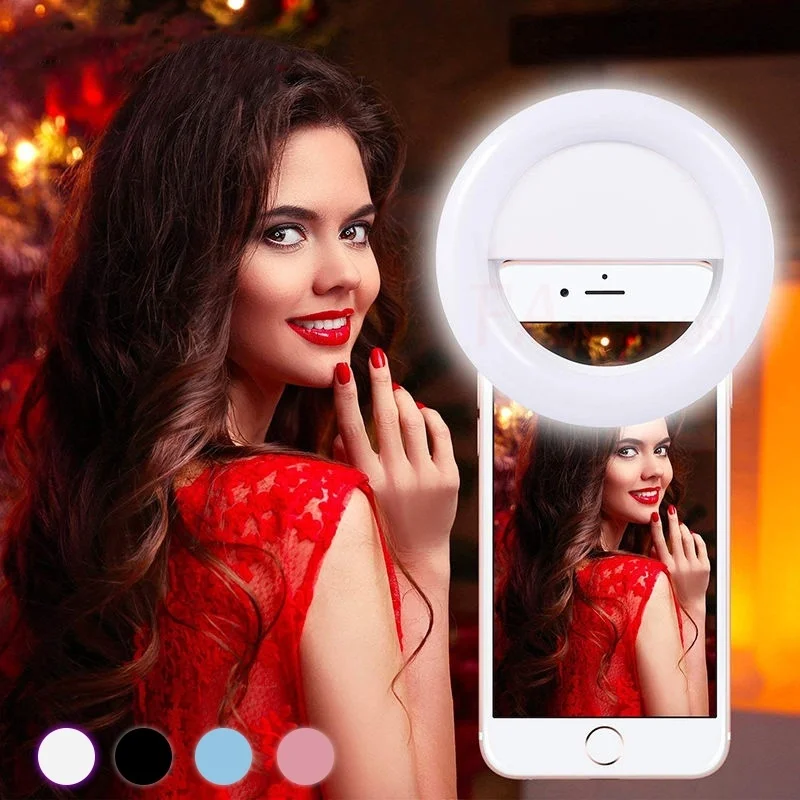 Селфи светодиодный Flash Light Универсальный мобильный телефон Selfie светящееся кольцо клип Лен для iPhone X XS Max XR 8 7 6 S Plus для samsung S8 S9