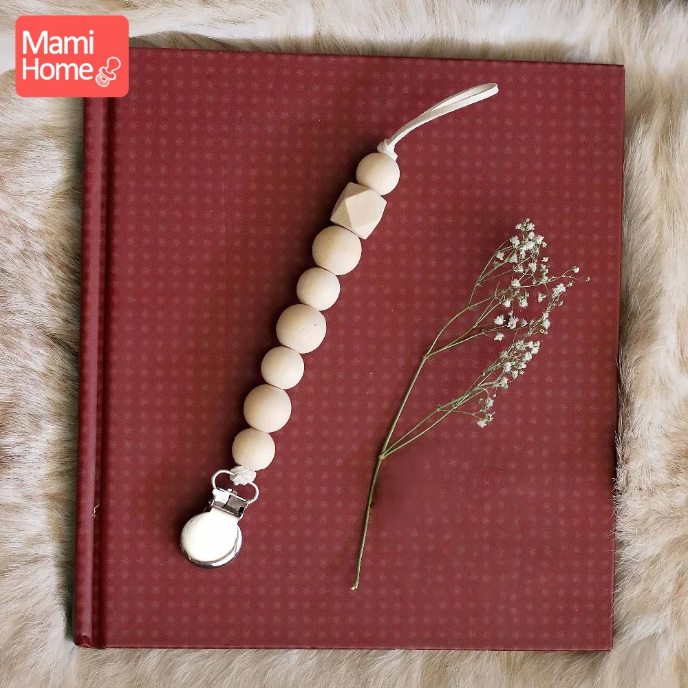 

mamihome 1pc Pacifier Chain Wooden Teether Binky Clip Chew Toys Food Grade Materials Pacifier Clip Handmade DIY Baby Teething