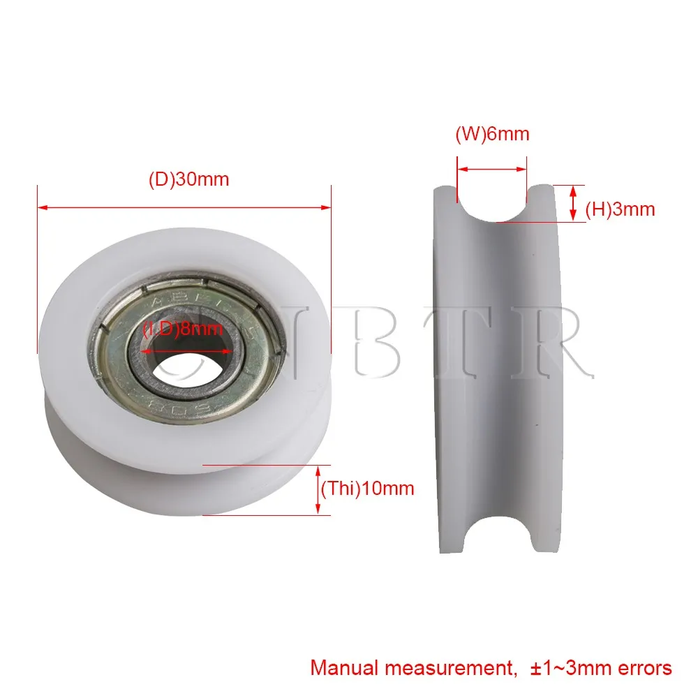 CNBTR 3x1 см белый круглый u-образный паз колеса направляющий трек шкив роликового подшипника для мебели упаковка из 4