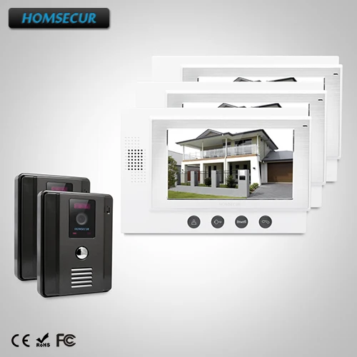 

HOMSECUR 7" Wired Hands-free Video Door Entry Security Intercom+LCD Color Screen: TC011-B Camera (Black)+TM701-W Monitor (White)