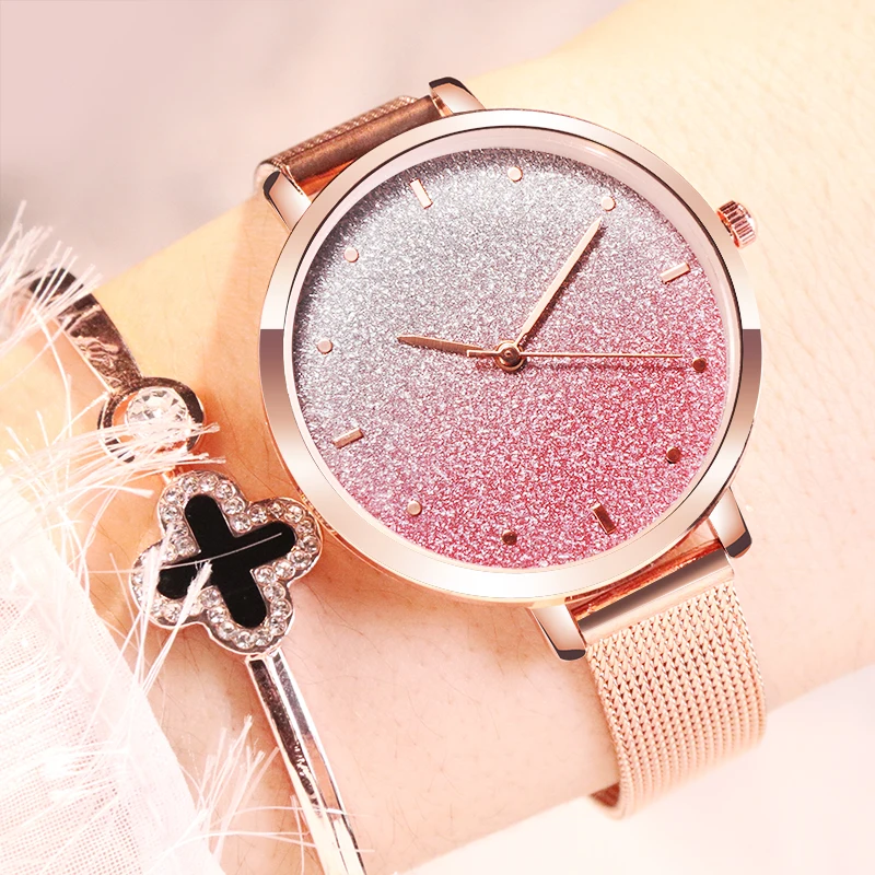 

2019 Popular Women Watches Charming pink seashell dial Women Bracelet Watch Fashion Luxury Rose Gold Ladies Clock Reloj femenino