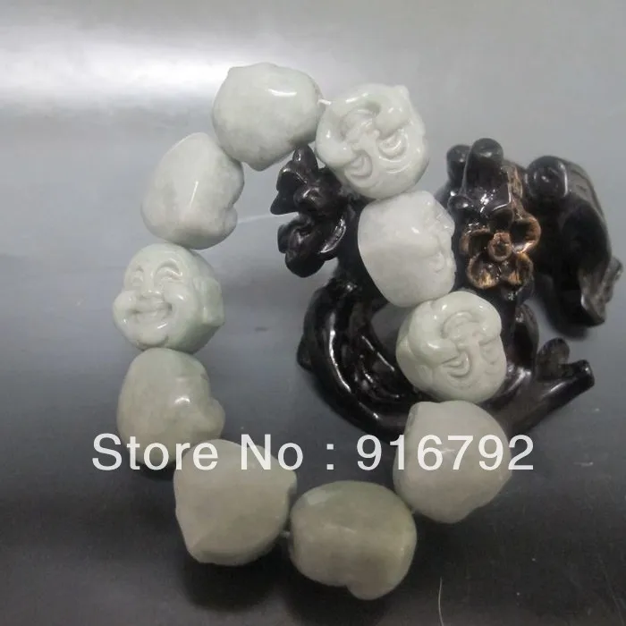

free shipping Wholesale *****5pc Beautiful and rare Chinese Natural Jadeite jade Hand - carved Buddha Bracelet