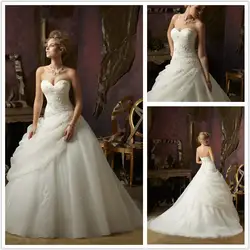 VESTIDO ДЕ NOIVA бальное платье свадебное платье 2016 милая бисером pleat аппликации из органзы платье невесты robe de mariage SH326