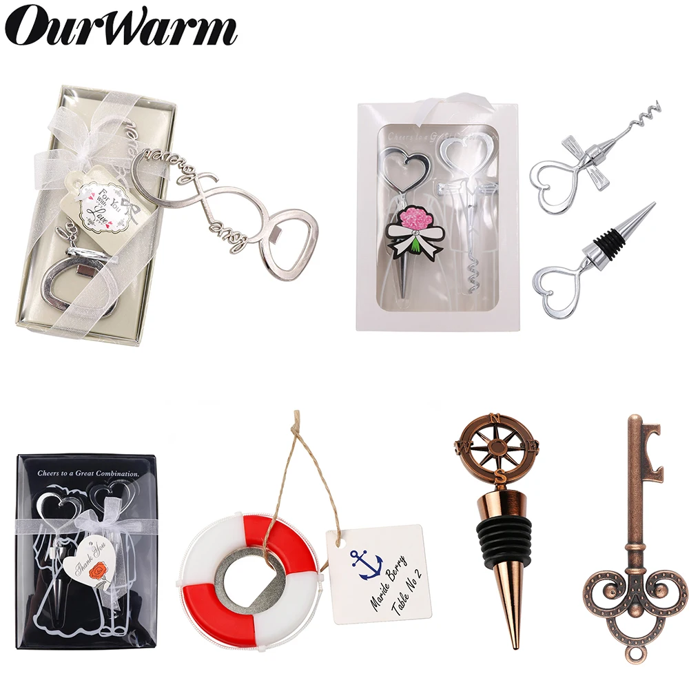 OurWarm Party Favors Metal Beer Wine Bottle Opener Wine Stopper Wedding
