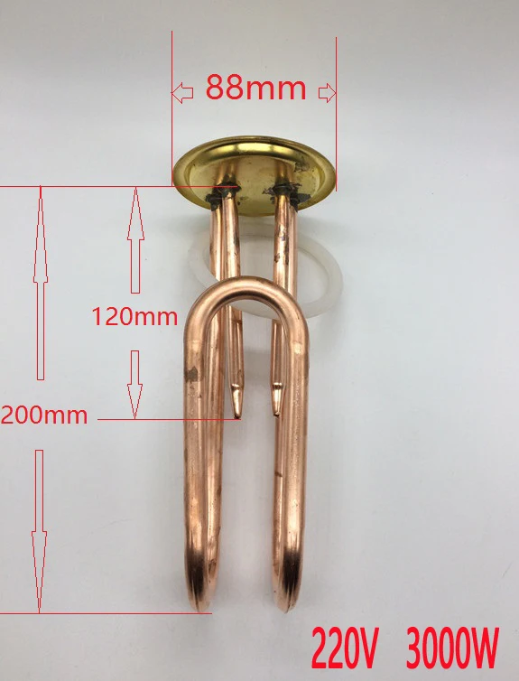 Isuotuo Красный медный Электрический нагревательный элемент для водяного резервуара, 220 В 3 кВт нагреватель, 88 мм крышка трубка нагревателя воды