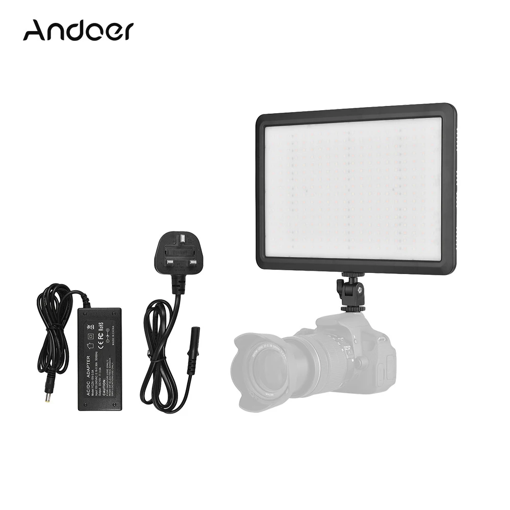 

Andoer Super Slim LED Light Panel On Camera Video Light Brightness Dimmable Bi-color Temperature with Power Cable Hot Shoe Mount