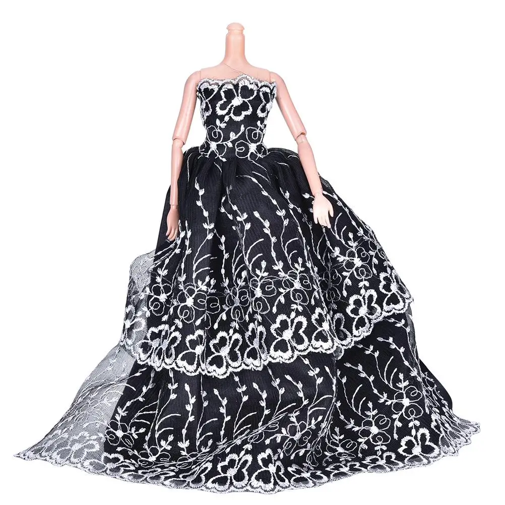 

1PCS Black Lace Dress Dolls Fashion Handmade Party Dress Clothes Gown For 11" for Barbie